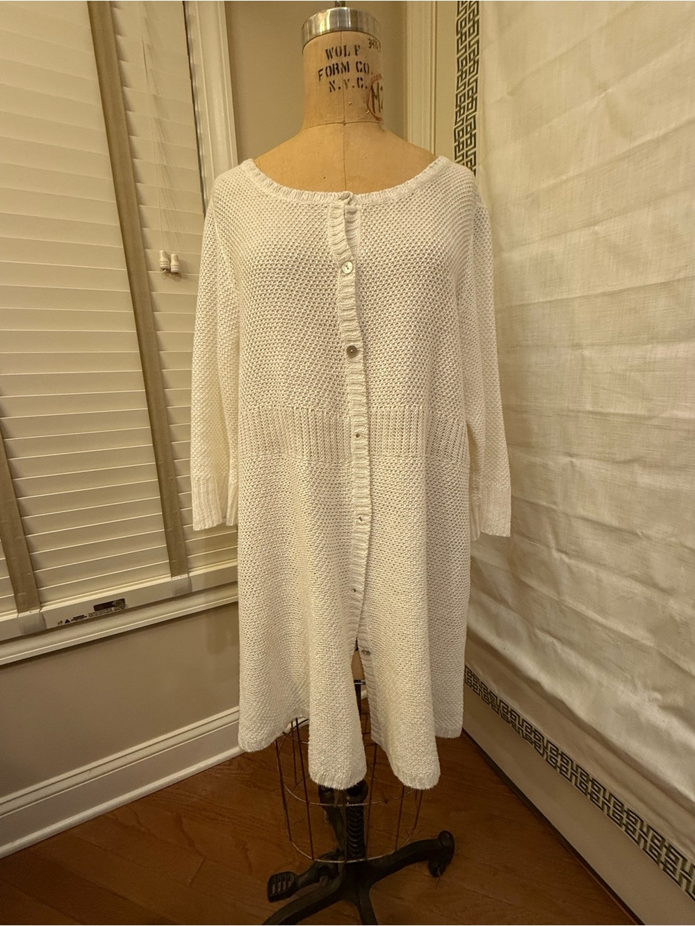 Eileen Fisher White Hemp Button-Front Cardigan